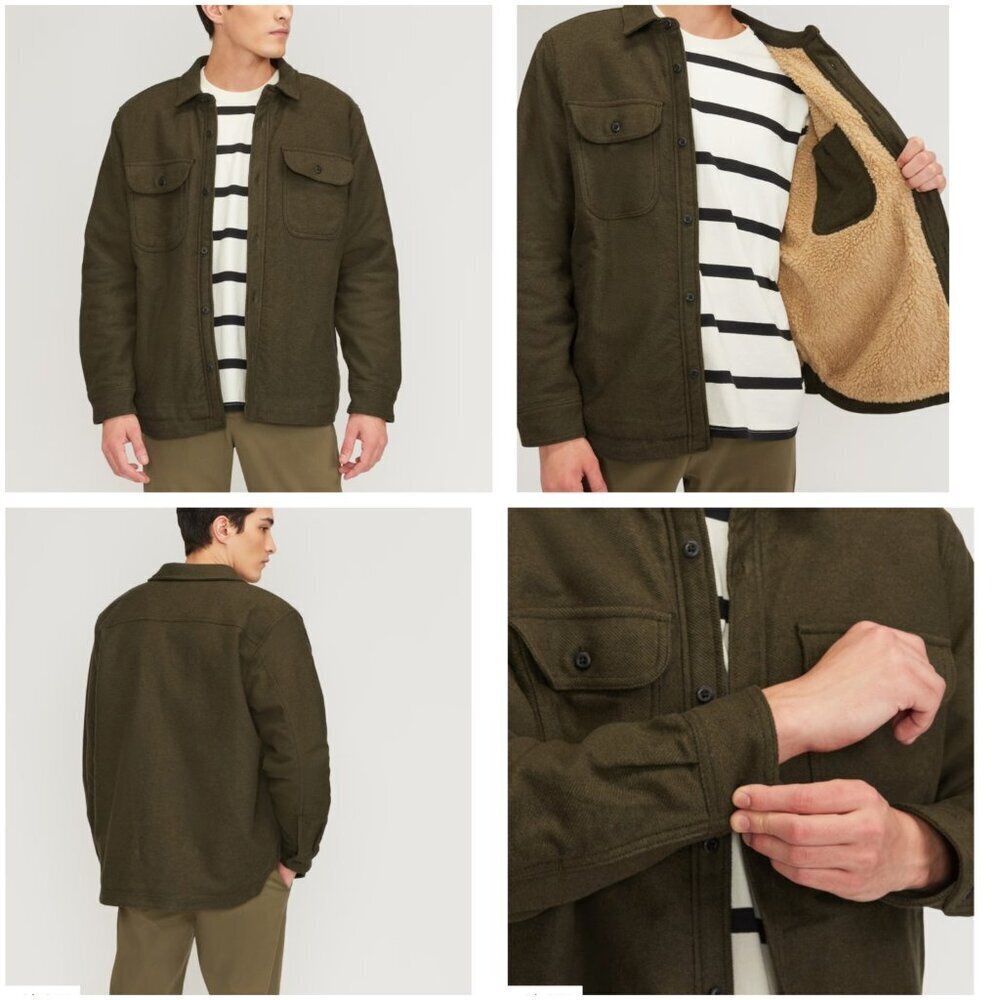 Everlane The ReNew Fleece-Lined Heavyweight Overshirt Size XL